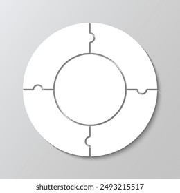 Cuadrícula de corte circular. Círculo de piezas de rompecabezas de Plantilla. Gráfico de información de presentación empresarial. Fondo moderno con Formas de mosaico. Baldosas de marco simple. Ilustración vectorial.