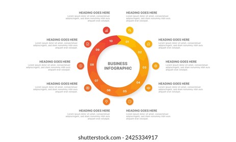 Plantilla de diseño de infografía de flecha de ciclo circular con diez opciones