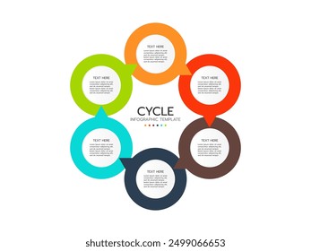 Circular cycle infographic design template. Concept cycle with 6 elements.