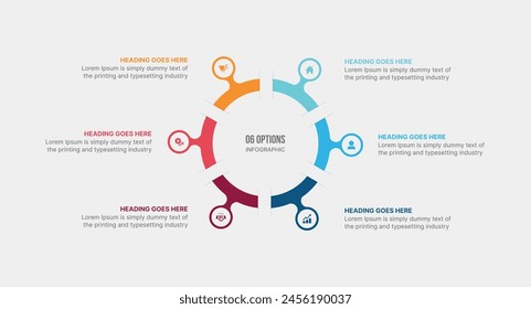 Diseño De Plantilla Infográfica De Ciclo Circular Con 6 Pasos	