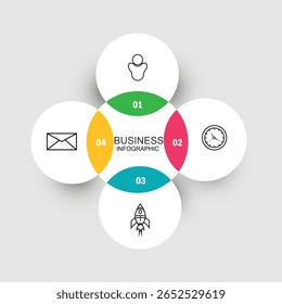 Circular Cycle Infographic Template Design With 4 Steps