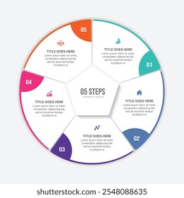 Circular Cycle Round Infographic Template Design with 5 Options