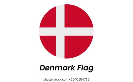 Circular Danish Flag Icon: Simple, Flat Design