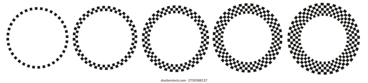 Circular dashed border frames set, geometric dotted round line vector collection