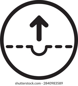 Circular Dashed Line with Upward Arrow and Indentation Icon Vector