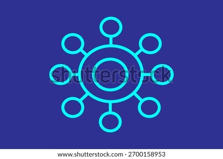 Circular Data Nodes Icon. data sharing. suitable for websites, applications, user interfaces, printables, etc. line icon style, dark blue color combination. simple editable vector design