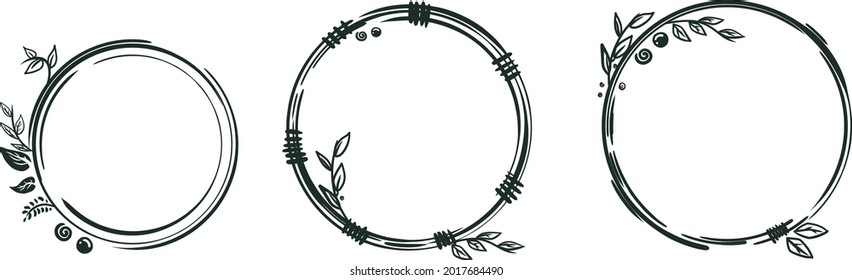 Marco de decoración circular. Elementos de temática floral. ilustración de vector separado
