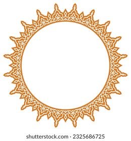 Circular decorative border design in white and orange colors