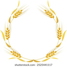 Marco de borde decorativo circular con orejas de oro de cebada