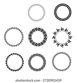Conjunto de silueta de marco de borde decorativo circular
