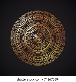 Circular decorative decor element with lacy realistic metal texture