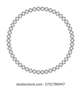 Circular decorative frame design with woven pattern and copy space