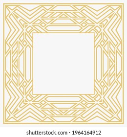 Marco decorativo circular. Ornamento decorativo de oro geométrico con lugar para texto. Monograma, tarjeta de saludo, invitación a la boda. Gráficos vectoriales.