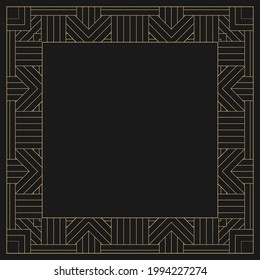 Marco decorativo circular. Ornamento decorativo de oro geométrico con lugar para texto. Monograma, tarjeta de saludo, invitación a la boda. Gráficos vectoriales.