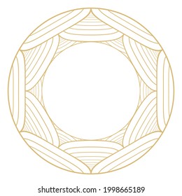 Marco decorativo circular. Ornamento decorativo de oro geométrico con lugar para texto. Monograma, tarjeta de saludo, invitación a la boda. Gráficos vectoriales.