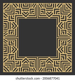 Circular dekorative frame Geometrisches goldverziertes Ornament mit Platz für Text. Monogramm, Grußkarte, Einladung zur Hochzeit. Vektorgrafiken.