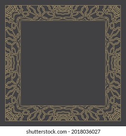 Circular dekorative frame Geometrisches goldverziertes Ornament mit Platz für Text. Monogramm, Grußkarte, Einladung zur Hochzeit. Vektorgrafiken.