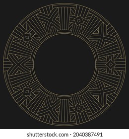 Marco decorativo circular. Ornamento decorativo de oro geométrico con lugar para texto. Monograma, tarjeta de saludo, invitación a la boda. Gráficos vectoriales.