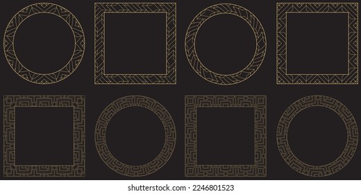 Marco decorativo circular. El dorado es redondo y de diseño rectangular. Colocar el texto. Ornamento artístico de elementos de diseño de artículos de lujo, logos, monogramas. Ilustración vectorial.