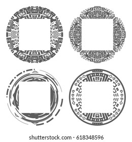 Circular decorative geometric ethnic frame patterns set ornament vector illustration