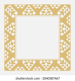 Circular decorative gold frame. Geometric decorative ornament with place for text. Monogram, greeting card, wedding invitation. Vector graphic.