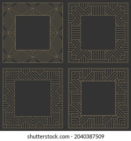 Marco de oro decorativo circular. Ornamento decorativo geométrico con lugar para texto. Monograma, tarjeta de saludo, invitación a la boda. Gráfico vectorial.