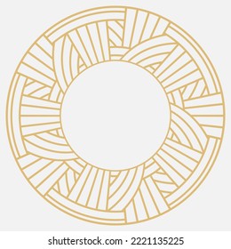 Marco de oro decorativo circular. Ornamento vintage geométrico abstracto con lugar para texto. Monograma, tarjeta de saludo, invitación a la boda. Diseño vectorial de elementos.