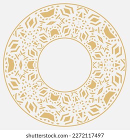 Circular decorative gold frame. Stylish vintage ornament with place for text. Art ornament of elements of design, of luxury goods, logos, monograms. Vector graphic design.
