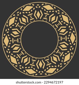 Circular decorative gold frame. Stylish vintage ornament with place for text. Art ornament of elements of design, of luxury goods, logos, monograms. Vector graphic design.
