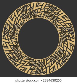 Circular decorative gold frame. Stylish vintage ornament with place for text. Art ornament of elements of design, of luxury goods, logos, monograms. Vector graphic design.

