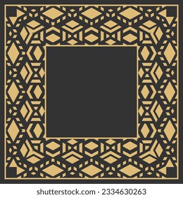 Circular decorative gold frame. Stylish vintage ornament with place for text. Art ornament of elements of design, of luxury goods, logos, monograms. Vector graphic design.

