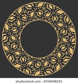 Circular decorative gold frame. Stylish vintage ornament with place for text. Art ornament of elements of design, of luxury goods, logos, monograms. Vector graphic design.
