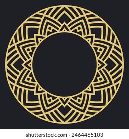 Circular decorative gold ornament. Stylish vintage frame with place for text. Art ornament of elements of design, of luxury goods, logos, monograms. Vector graphic design.