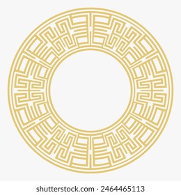 Circular decorative gold ornament. Stylish vintage frame with place for text. Art ornament of elements of design, of luxury goods, logos, monograms. Vector graphic design.