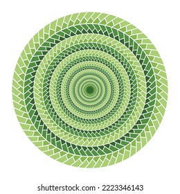 Circular. Decorative Green round for design with ornament. For printing postcards, stickers, invitations, books, for textiles, engraving, wooden furniture, forging. Vector.