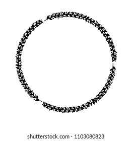 Circular Decorative Leaves hand drawn Vintage Frame Ornament 