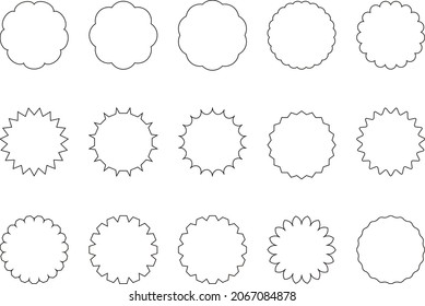 Circular decorative material drawn in black and white vector lines.