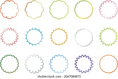 Circular decorative material drawn with colorful lines.