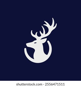 Circular deer head logo. Nature inspired icon