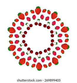 Circular design - from the berries in a flat style of simple shapes. 