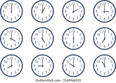 Circular design clock illustration set