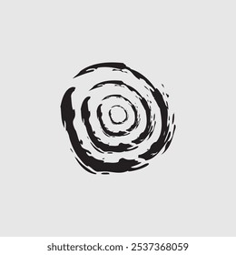 a circular design composed of several concentric, wavy lines that create a spiral effect.