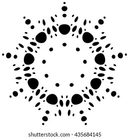 Circular design with distortion effect. Abstract monochrome element on white. Distorted, deformed spiral with circles.