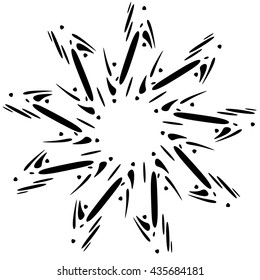 Circular design with distortion effect. Abstract monochrome element on white. Distorted, deformed spiral with circles.