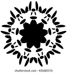 Circular design with distortion effect. Abstract monochrome element on white. Distorted, deformed spiral with circles.