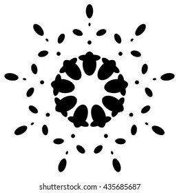 Circular design with distortion effect. Abstract monochrome element on white. Distorted, deformed spiral with circles.