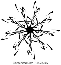 Circular design with distortion effect. Abstract monochrome element on white. Distorted, deformed spiral with circles.