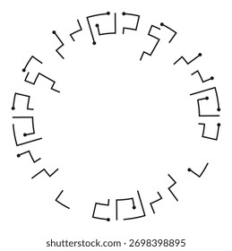 Diseño circular con patrones digitales abstractos, ideal para la tecnología o conceptos futuristas.