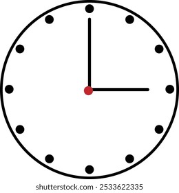 A circular design featuring hour and minute hands, typically marked with numbers or simple ticks to indicate time. Often minimalistic, it symbolizes time management and reminders.