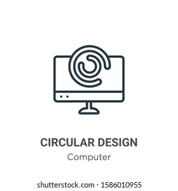 Circular design outline vector icon. Thin line black circular design icon, flat vector simple element illustration from editable computer concept isolated on white background
